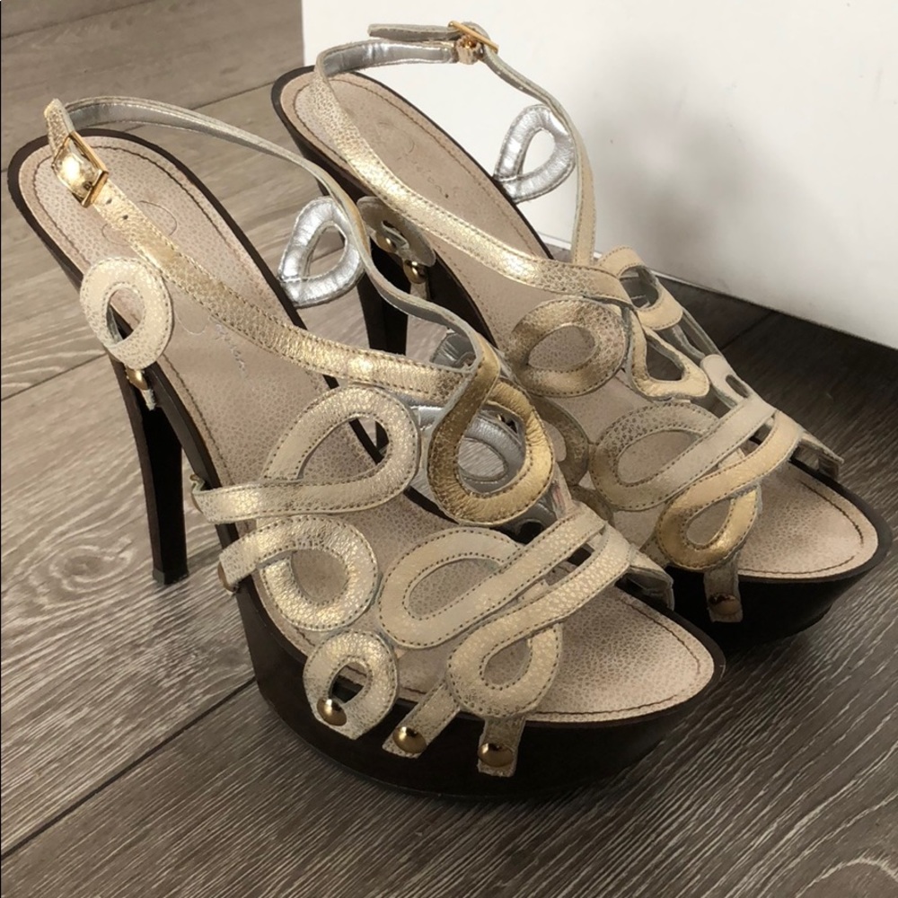 Jessica Simpson Gold Shimmer High Heels